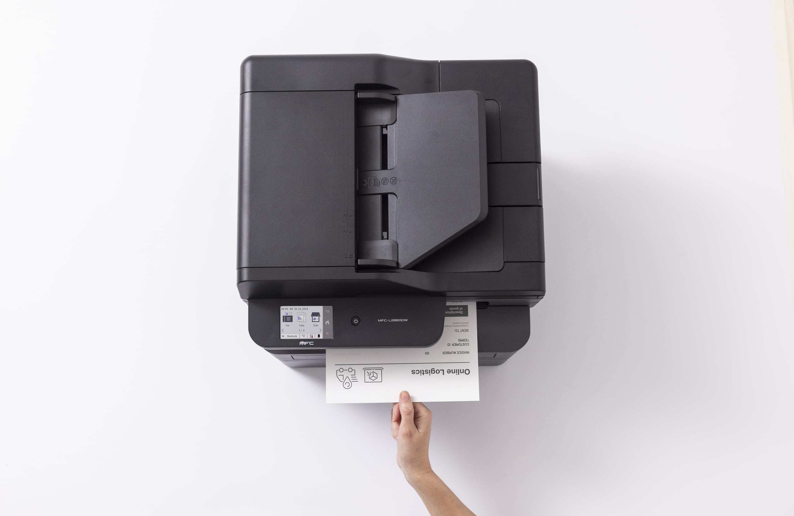 Brother MFC-L2860DWE 4-in-1-Multifunktions-Laserdrucker, 34 ppm, Duplexdruck, 6,8 cm Touchscreen-Farbdisplay, Fast Ethernet, WLAN mit 5 GHz und USB 2.0