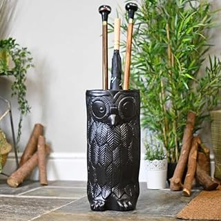 Blackperlcrafts by Wooden Walking Black Owl Stick Stand Home Decor Wooden Rack for Walking CaneStand Umbrella Stand Home Decor Golf Clubs Storage Gift