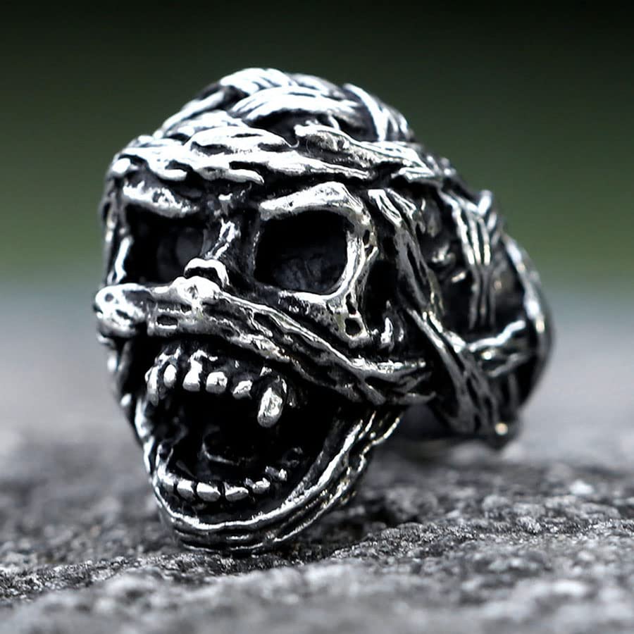 Image of 2023 Skull Ring Cool Evil Death Punk Rock Stainless Steel Rings Aly Style Jewelry