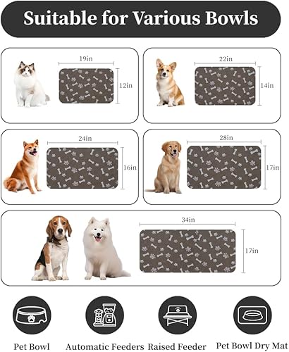 Miniatura 4 de Tapete de alimentación para mascotas, tapete absorbente de comida para perros, tapete para alimentos y agua, sin manchas, de secado rápido,