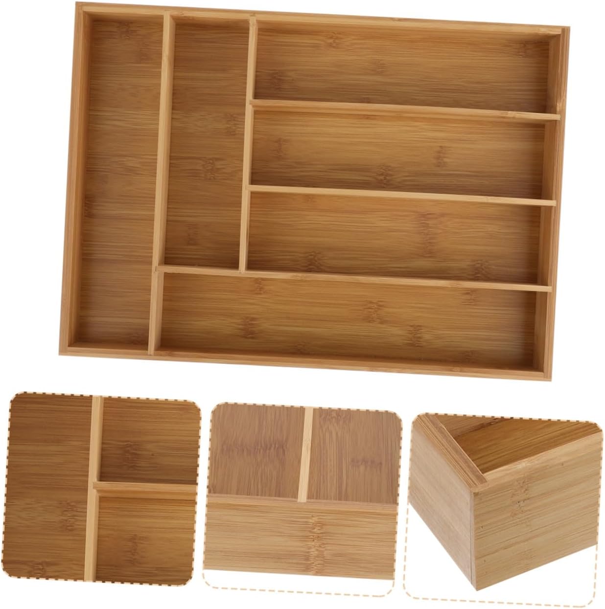 BESTYASH Cutlery Tray Organizer with 6 Compartments, Practical Utensil Storage Box for Kitchen Drawer, Tableware Divider for Forks Knives and Spoons, Space-saving Flatware Holder