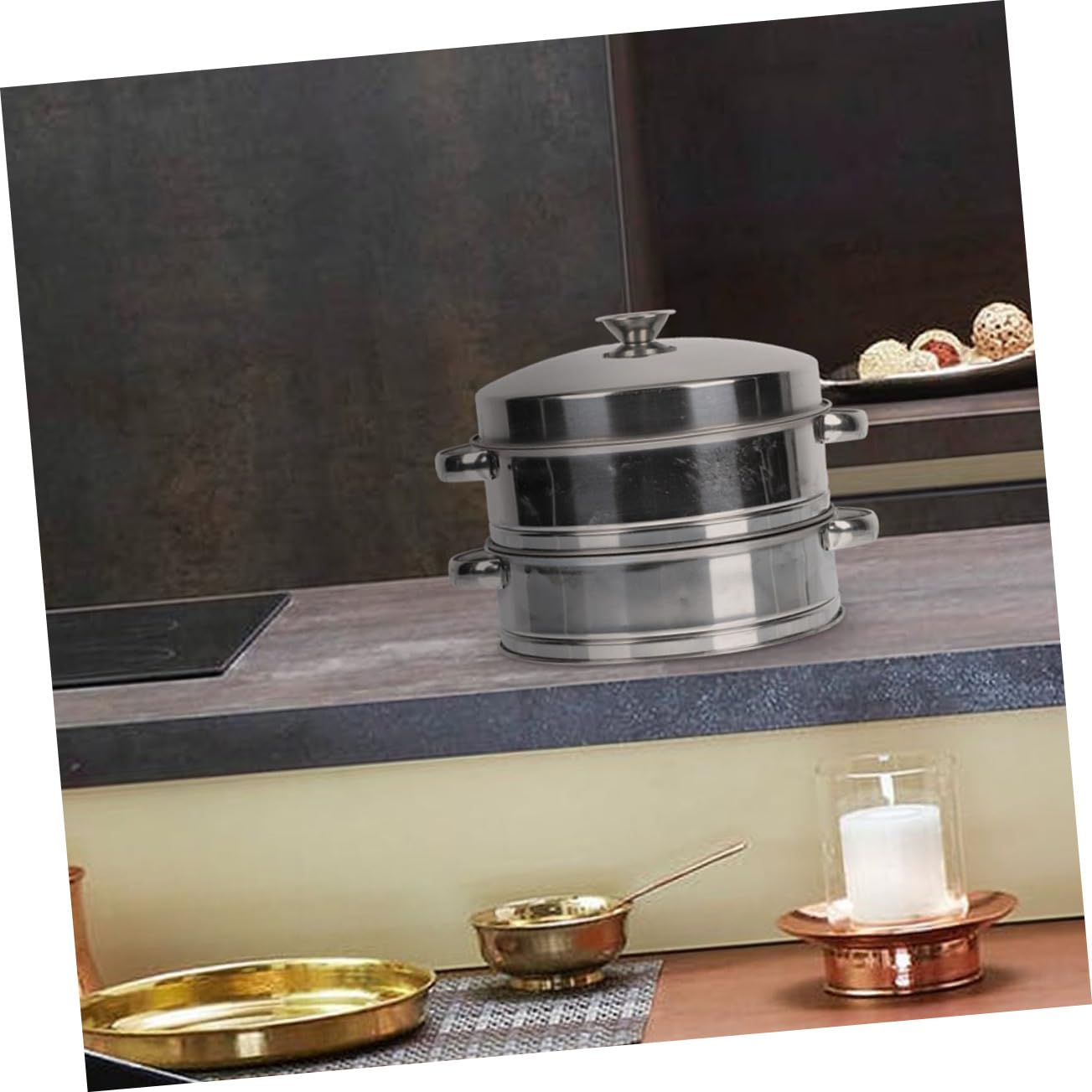 Sosoport Vaporera Inoxidable con Tapa 2 Niveles Cesta para Cocinar al Vapor Multifuncional para y Dumplings de Usar y Limpiar