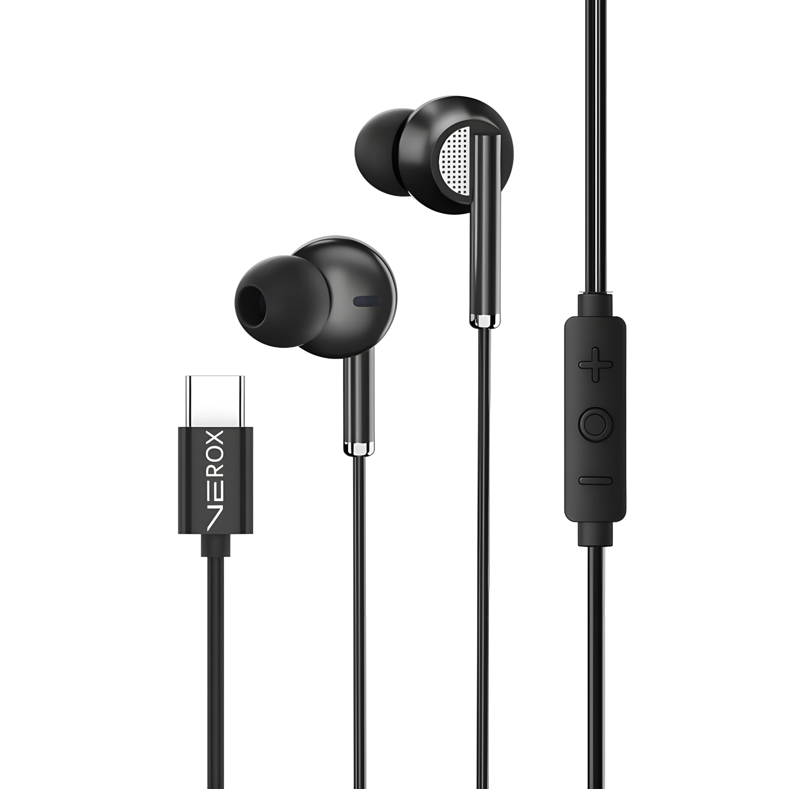 VEROX Type C Wired Earphone 14.2mm Copper Bass Driver with Inline