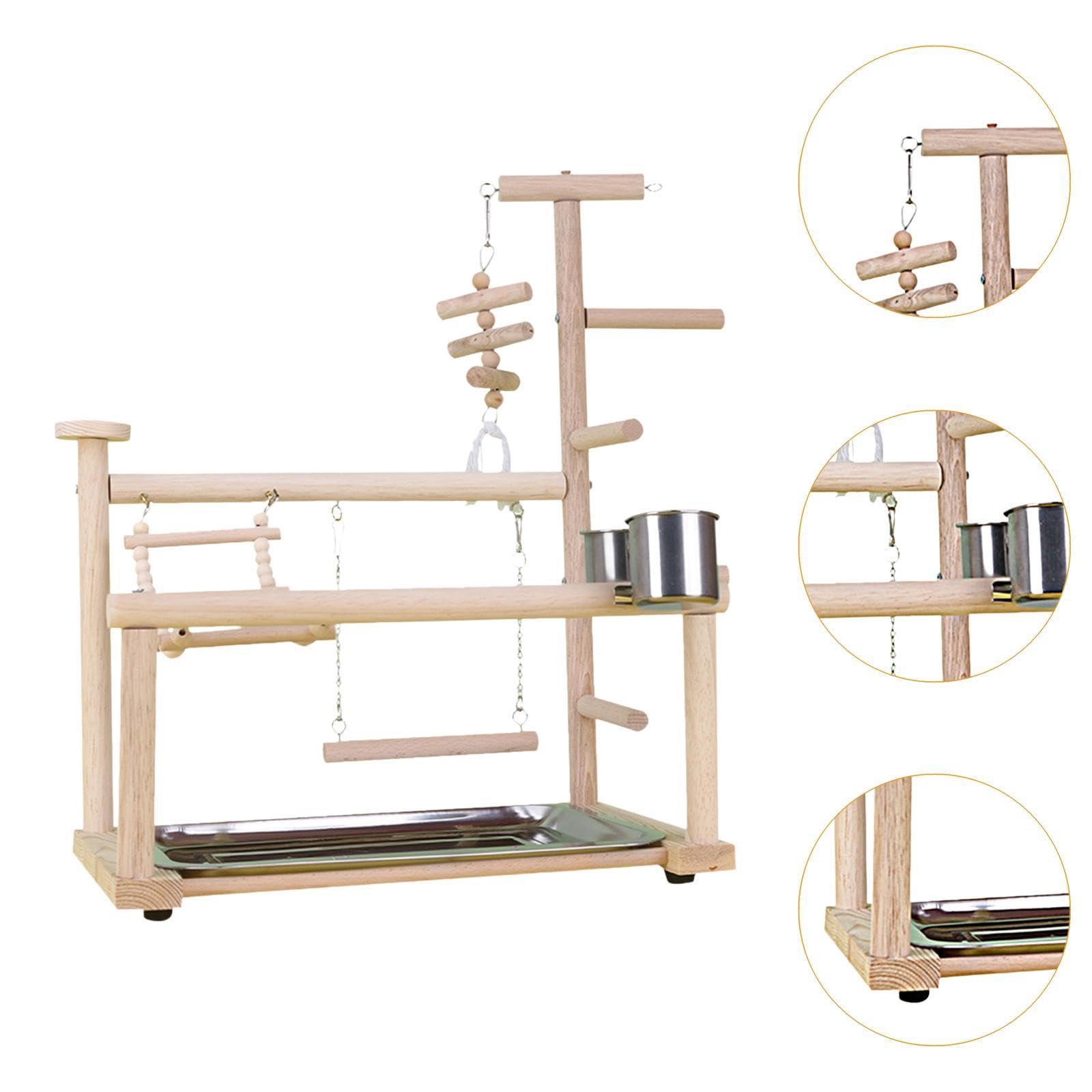 Parque de Juegos de Madera para Loros, Suministros de Juguetes para Pájaros, Accesorios para Jaulas de Pájaros, Soporte de Entrenamiento para Pájaros,