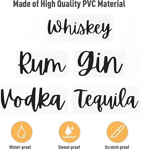Miniatura 4 de 3 juegos de etiquetas adhesivas de vinilo negro para máquina de cóctel Bartesian botella de alcohol de vidrio