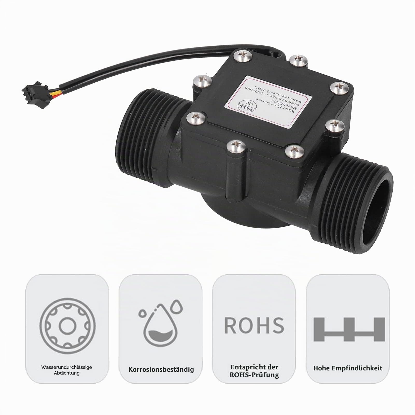 Wasserdurchflusssensor YF-DN32 G1.25in Brauchwasserdurchflussmesser, Rohrwasserdurchflussmesserzähler, DC3-24V Hallsensor