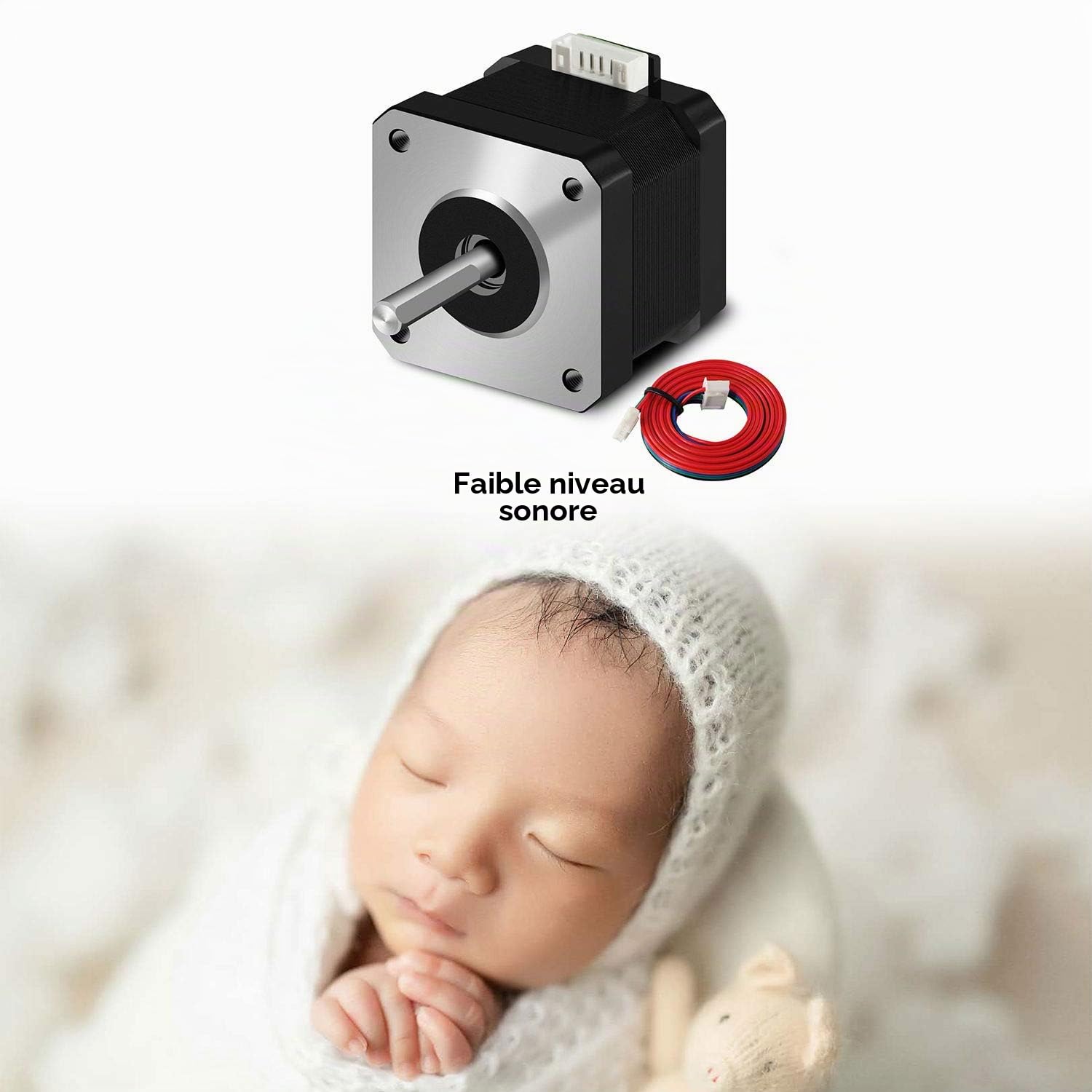 Jeu de moteurs pas à pas simax3d NEMA 17 (5 pièces) 42 x 38 mm 1,5 a 2 phases 4 fils classe 1,8 avec câble de 39,3 pouces pour imprimante 3D creality Cr - 10 10S Ender 3 / extrudeuse CNC et axe Y