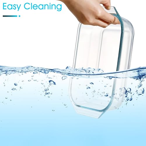 Miniatura 7 de NUTRIUPS Cazuela de vidrio rectangular de 1.35L con tapa de vidrio, vidrio templado, cazuela de vidrio para horno, pequeña cazuela con tapa