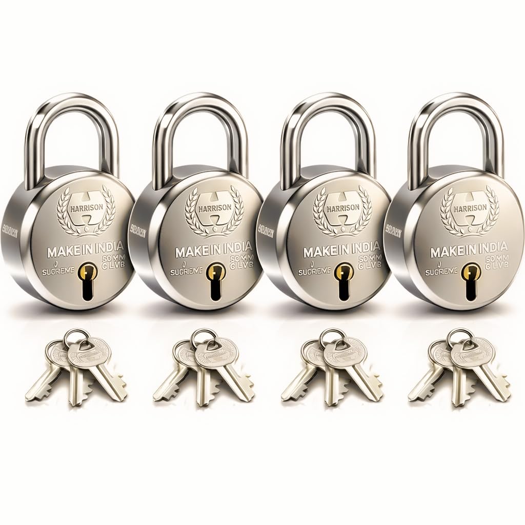 Harrision 0656 J Supreme Round 50mm BCP Padlock with 7 Lever (Pack of 2) | Padlock, Padlocks, Locks for Home, Locks for Main Door — Amazon image 3
