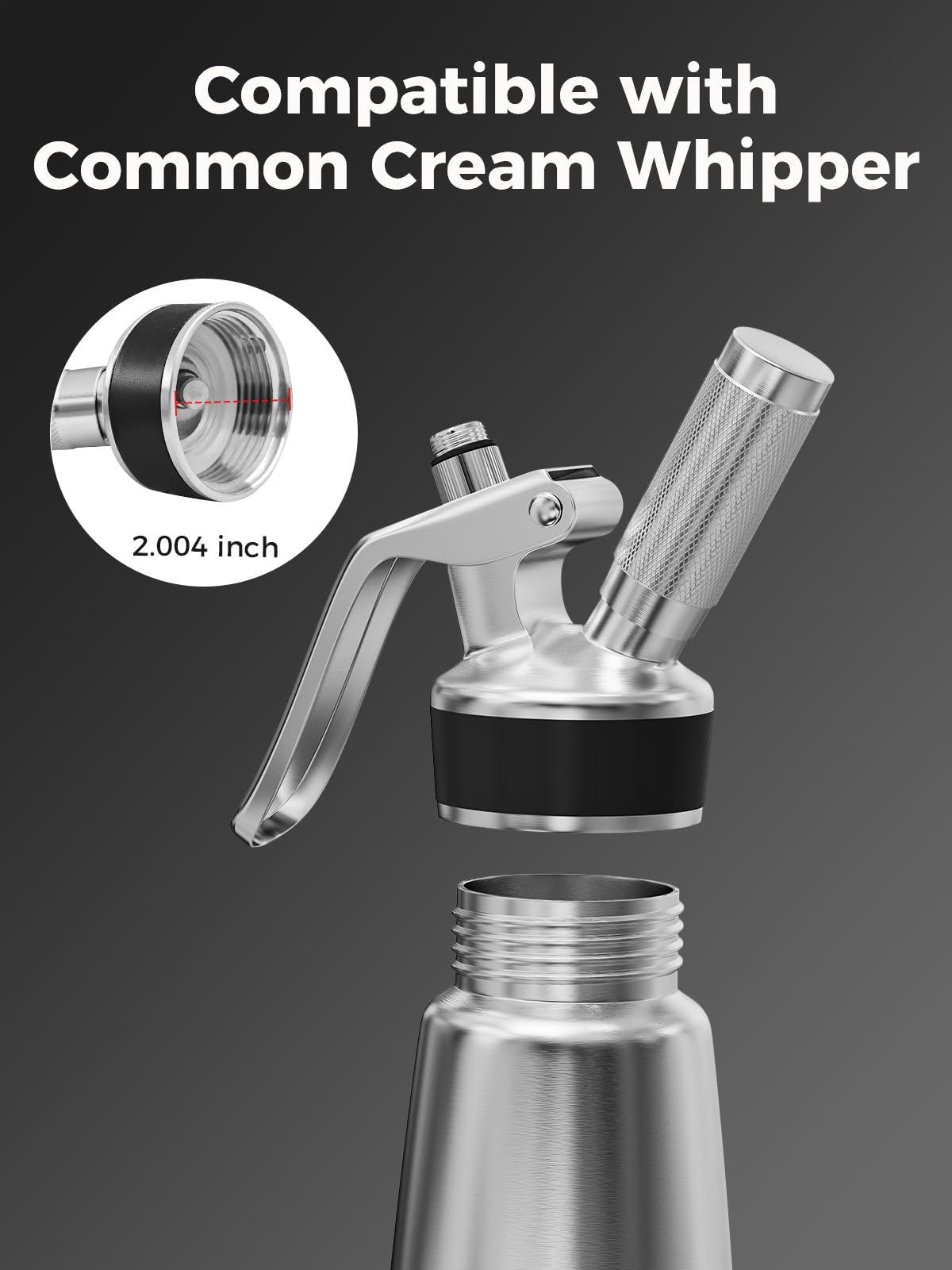 SimCoker Whipped Cream Dispenser Head Replacement and Charger Holder,Cream Whipper Parts,Stainless Steel