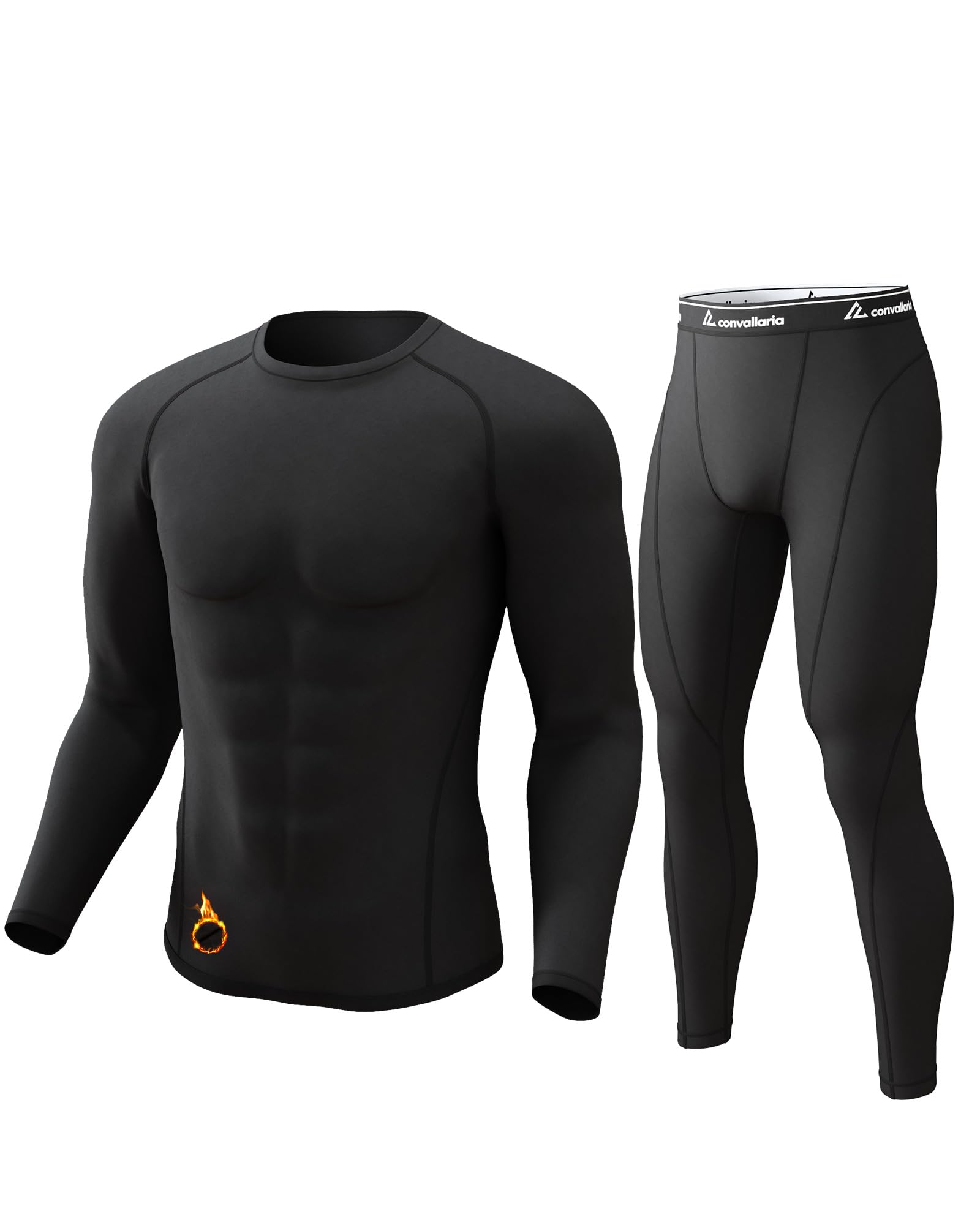 Thermal Underwear for Men Long Johns Fleece Lined Hunting Gear Set Base Layer for Cold Weather XS-4XL