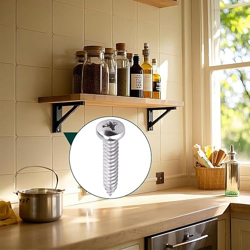 Miniatura 8 de Tornillo de chapa de cabeza plana #4 x 78 pulgadas, acero inoxidable 304 18-8, tornillo autorroscante Phillips, tornillo de cabeza redonda para