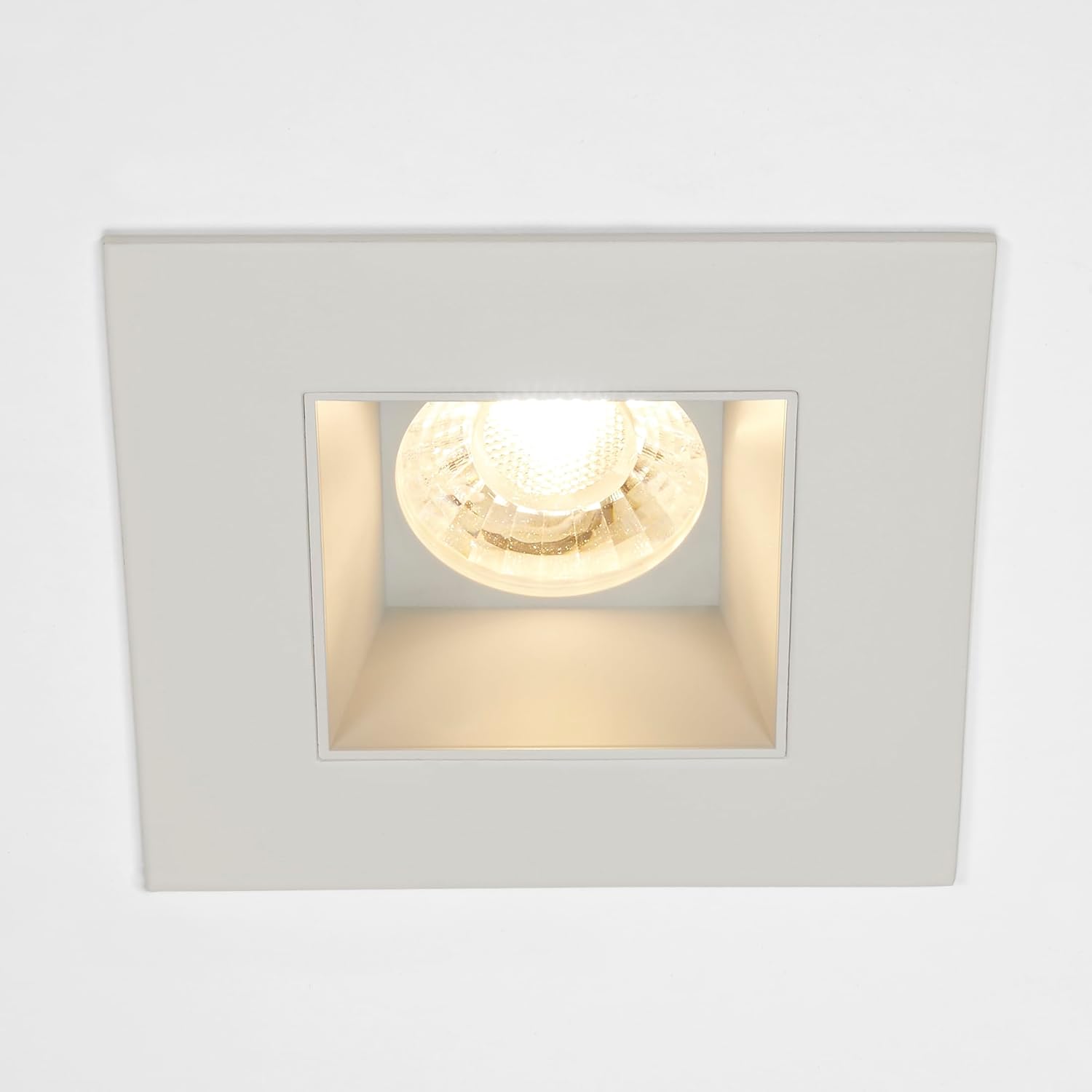 Maxxima 4 in. Ultra-Thin Recessed Anti-Glare LED Downlight, Canless IC Rated, 5 Color Temperature Selectable 2700K/3000K/3500K/4000K/5000K, Dimmable Square Stone Gray Trim, 90 CRI