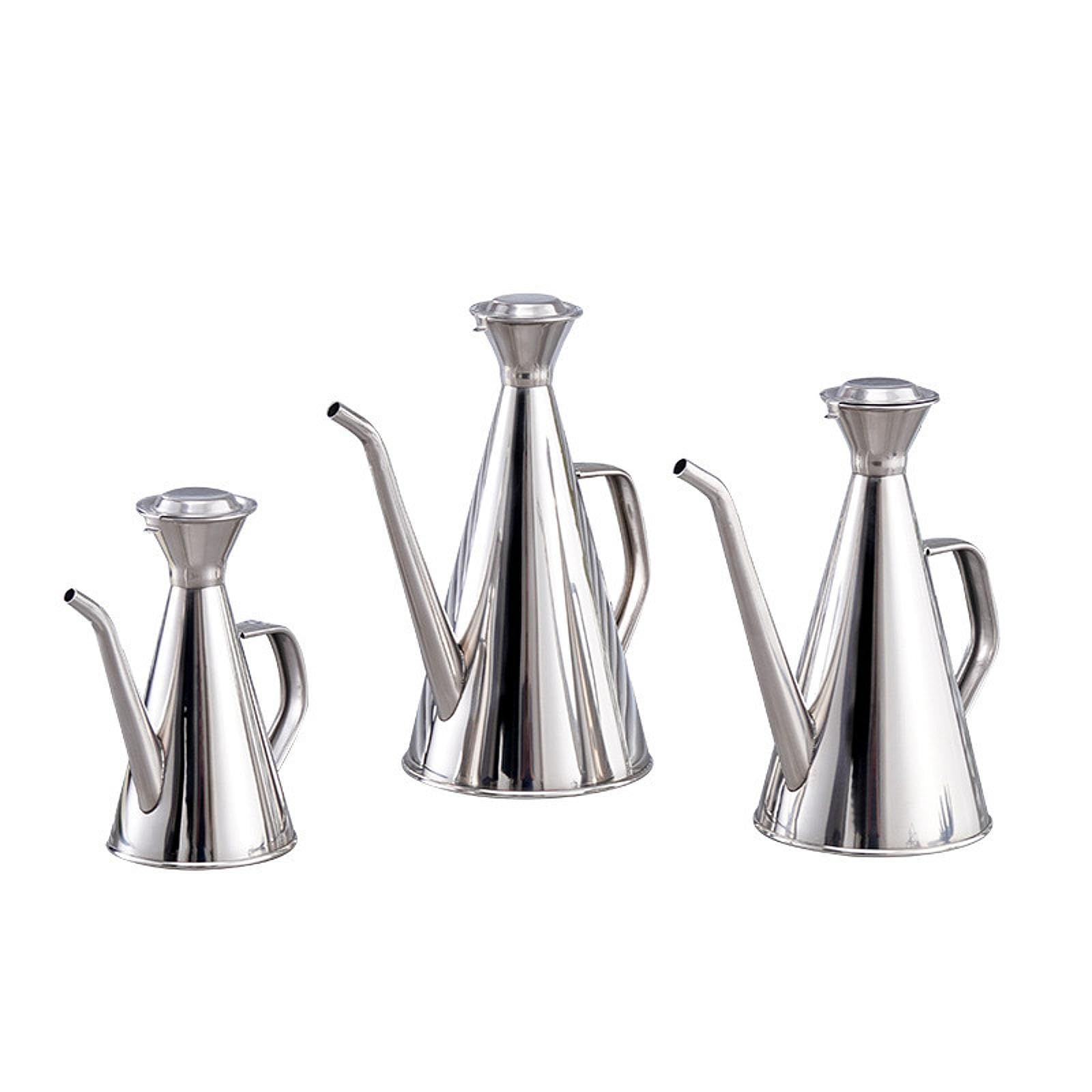 Homyl Aceitera Recipiente de Acero Inoxidable Bote para Almacenamiento de Aceite Dispensador de Líquidos Envase de Vinagre con Tapa Resistente a La Oxidació, 0.75l