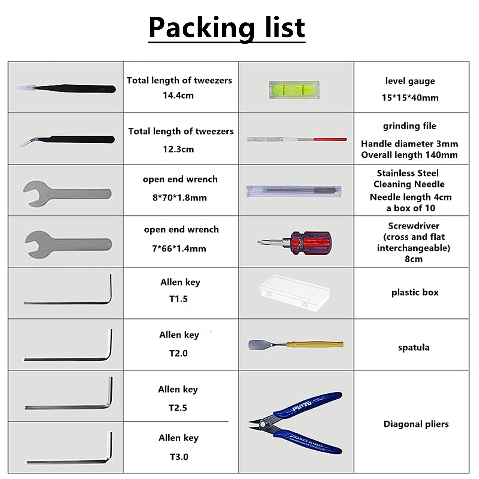 KEESIN 3D-printer accessoires toolkit, set van 31 stuks 3D-printergereedschap 3D-printgereedschap 3D-printer accessoiresset met reinigingsnaalden, pincetten, tangen, slijpsteen, reinigingssnijder