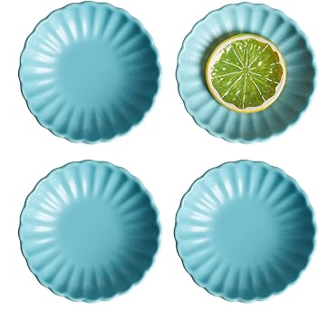 Gaolinci 3.5 Inches Flower Shape Ceramic Side Dishes, 4 Pcs Dipping Saucers