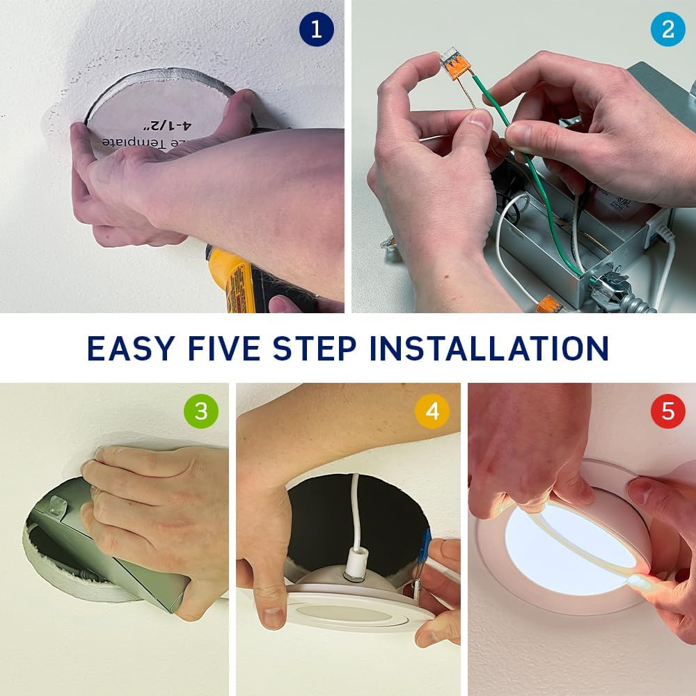 Leviton 4 in. Round Adjustable Slim Downlight, 820 Lumens, 5 CCT Color Selectable 2700K-5000K, Dimmable, DAR40-S1W