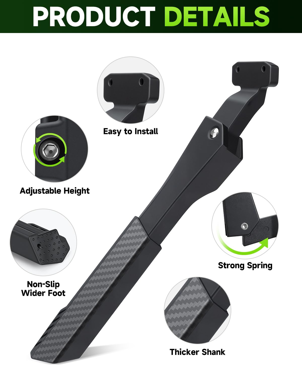 WSDCAM Cavalletto per bici elettrica, cavalletto posteriore resistente regolabile per bici da adulti, cavalletto in lega di alluminio per bici da 24"-29", mountain bike e dirt bike, 2 fori 40 mm di