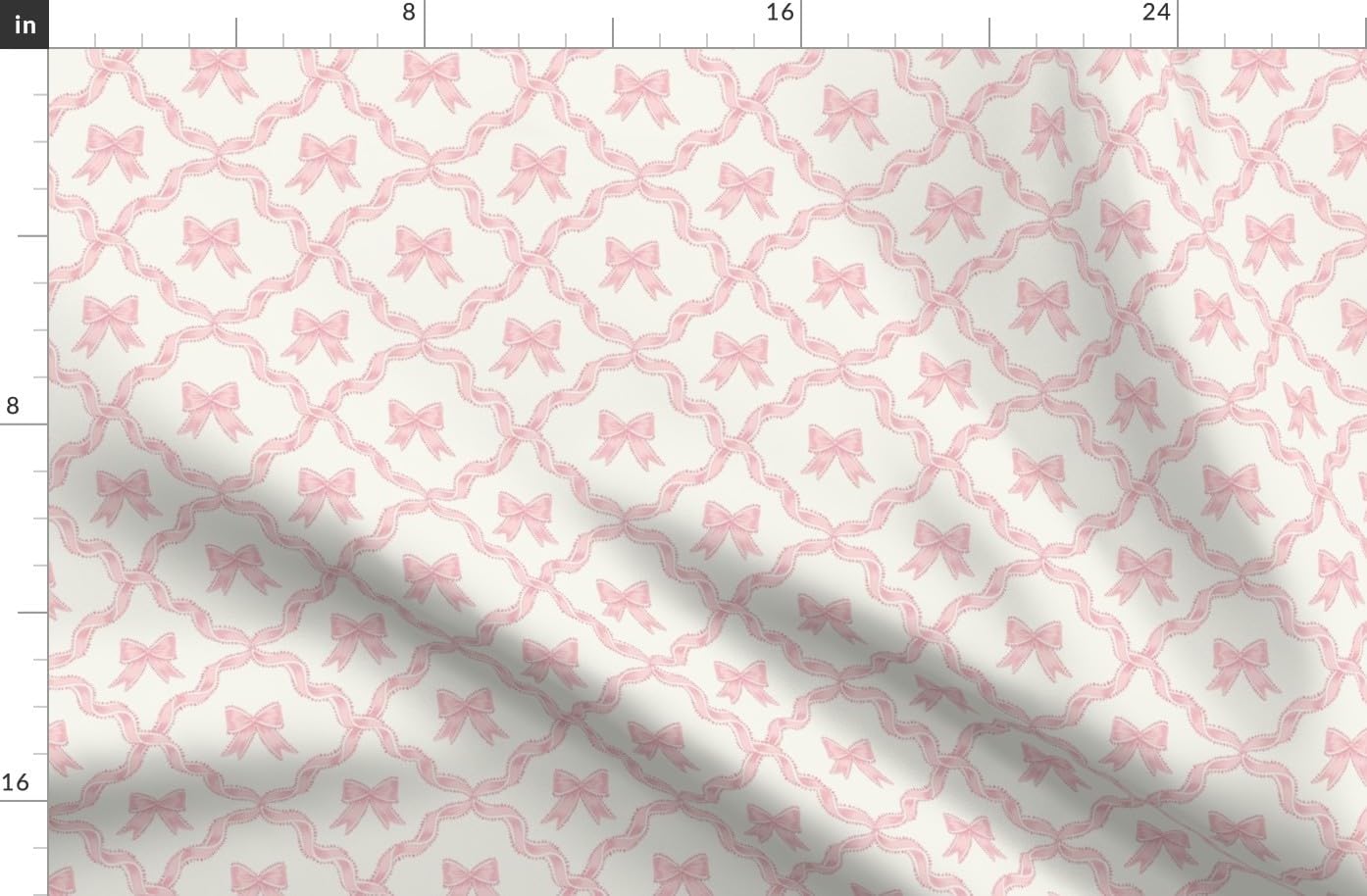 Spoonflower Fabric - Chinoiserie Ribbon Trellis Baby Girl Pink Bows Blush Alabaster Ivory Printed on Organic Cotton Sateen Fabric by The Yard - Sewing Quilting Apparel Home Decor