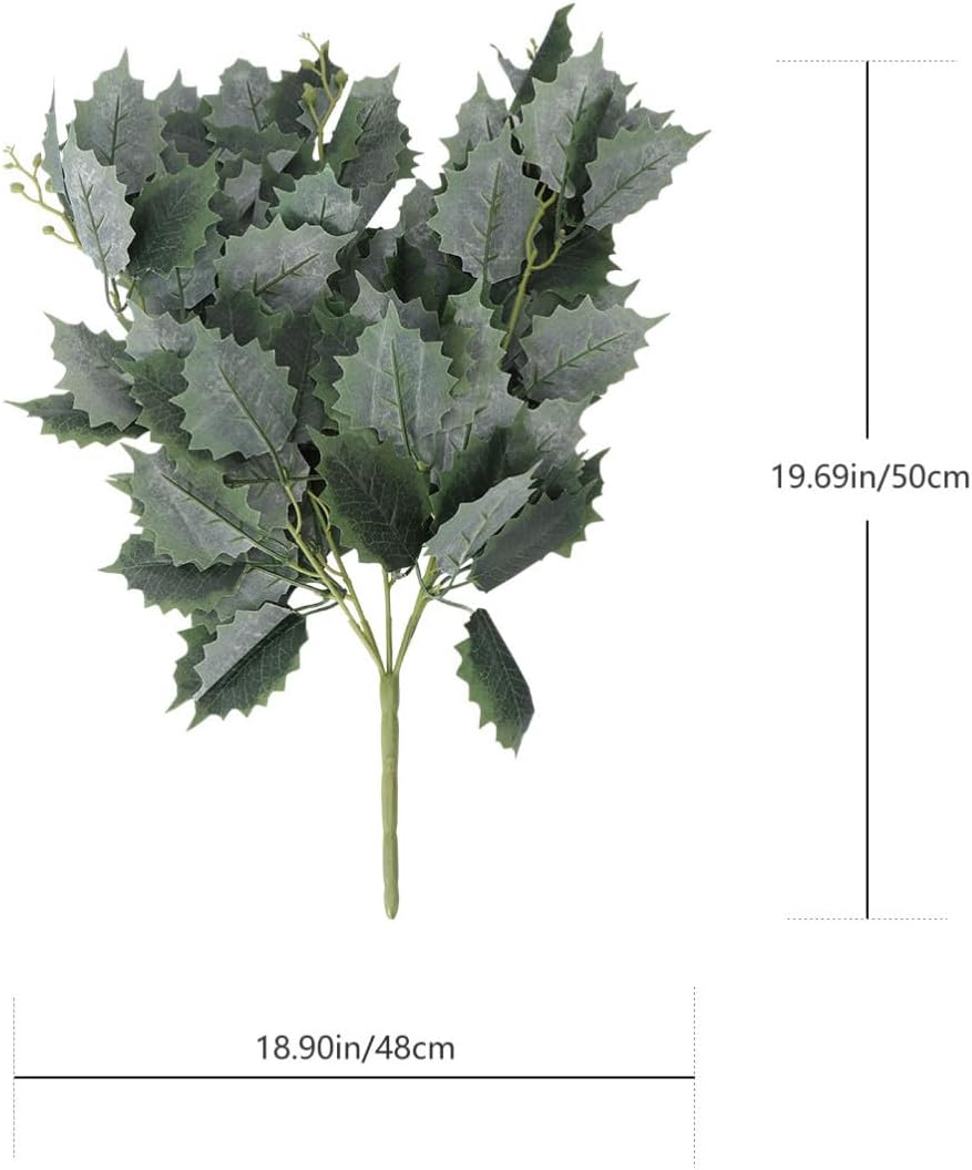 STOBAZA Realistic Artificial Christmas Leaves Bundle with Green Plastic Simulation Leaves for Decorative Home and Office Shelf Arrangement image 2