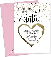 Vista 14 de Tarjeta para raspar con texto en inglés «Will You Be My Godmother Godfather Scratch Off», tarjeta para promoción de Tia y Tio a Padrinos de parte