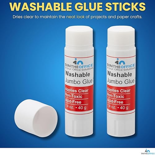 Miniatura 2 de 1InTheOffice Barras de pegamento jumbo, barras de pegamento para niños, barras de pegamento escolar, 1.4 onzas, lavables, paquete de 6
