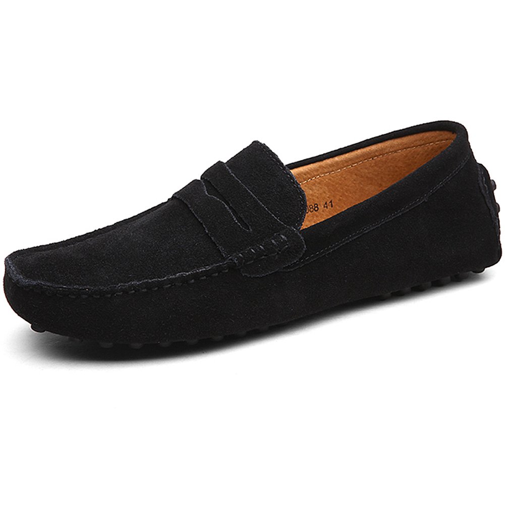 JamronMen's Suede Leather Penny Loafers Comfort Driving Shoes Moccasin Slippers