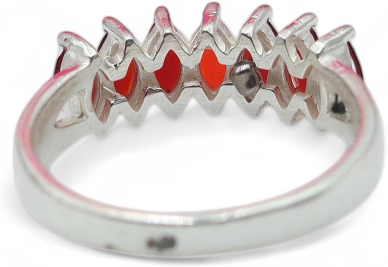 7 Stone Garnet Ring for Women in 925 Sterling Silver January Birthstone Promise Engagement Vintage Red Garnet Jewelry Half Eternity Band