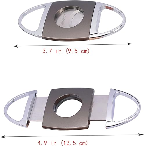 Miniatura 6 de AMANCY Hecho a mano de cuero negro clásico 4 cigarros estuche de viaje humidor con cortador y encendedor, gran accesorio de cigarro juego de regalo