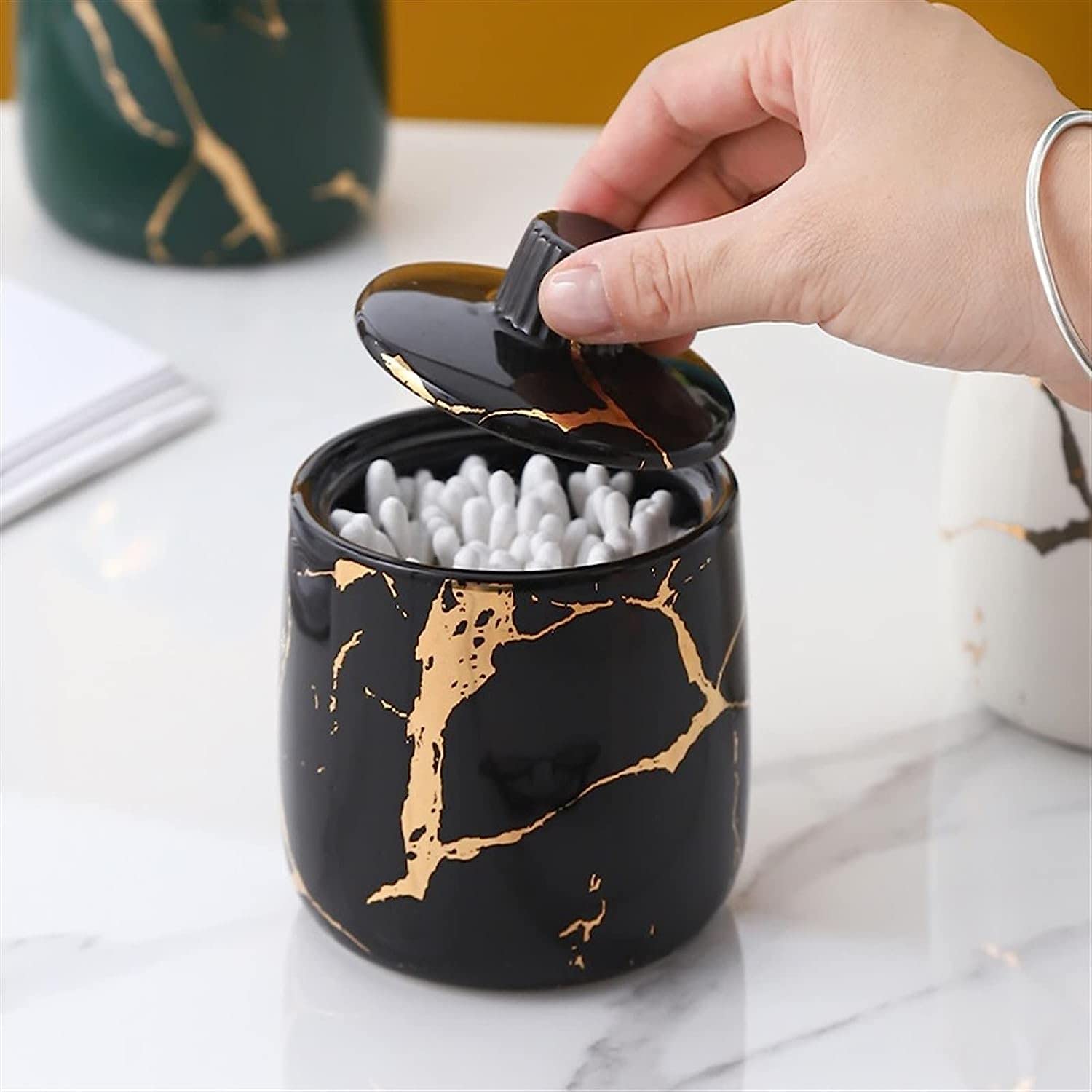 Uchwyt na wykałaczki wkład do wykałaczek z pokrywą ceramiczna nić dentystyczna wykałaczka może pudełko pudełka restauracyjne