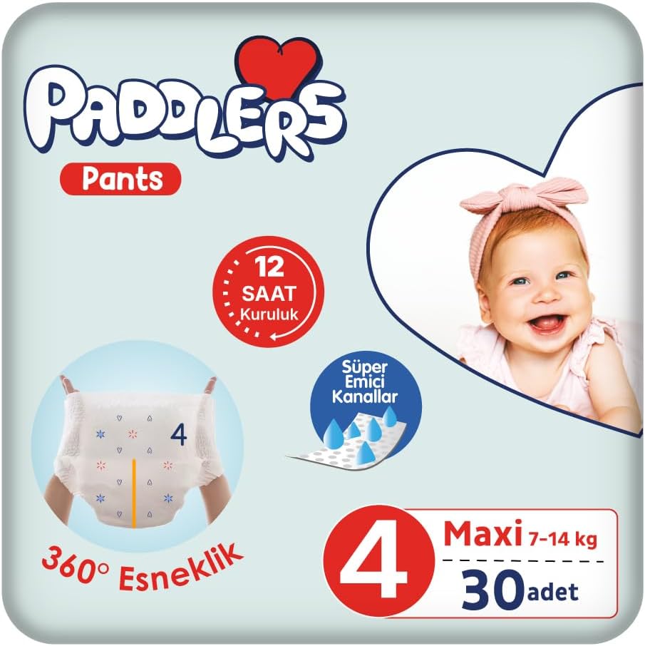 Paddlers Külot Bebek Bezi 4 Numara Maxi 30 Adet (7-14 Kg) Eko Paket