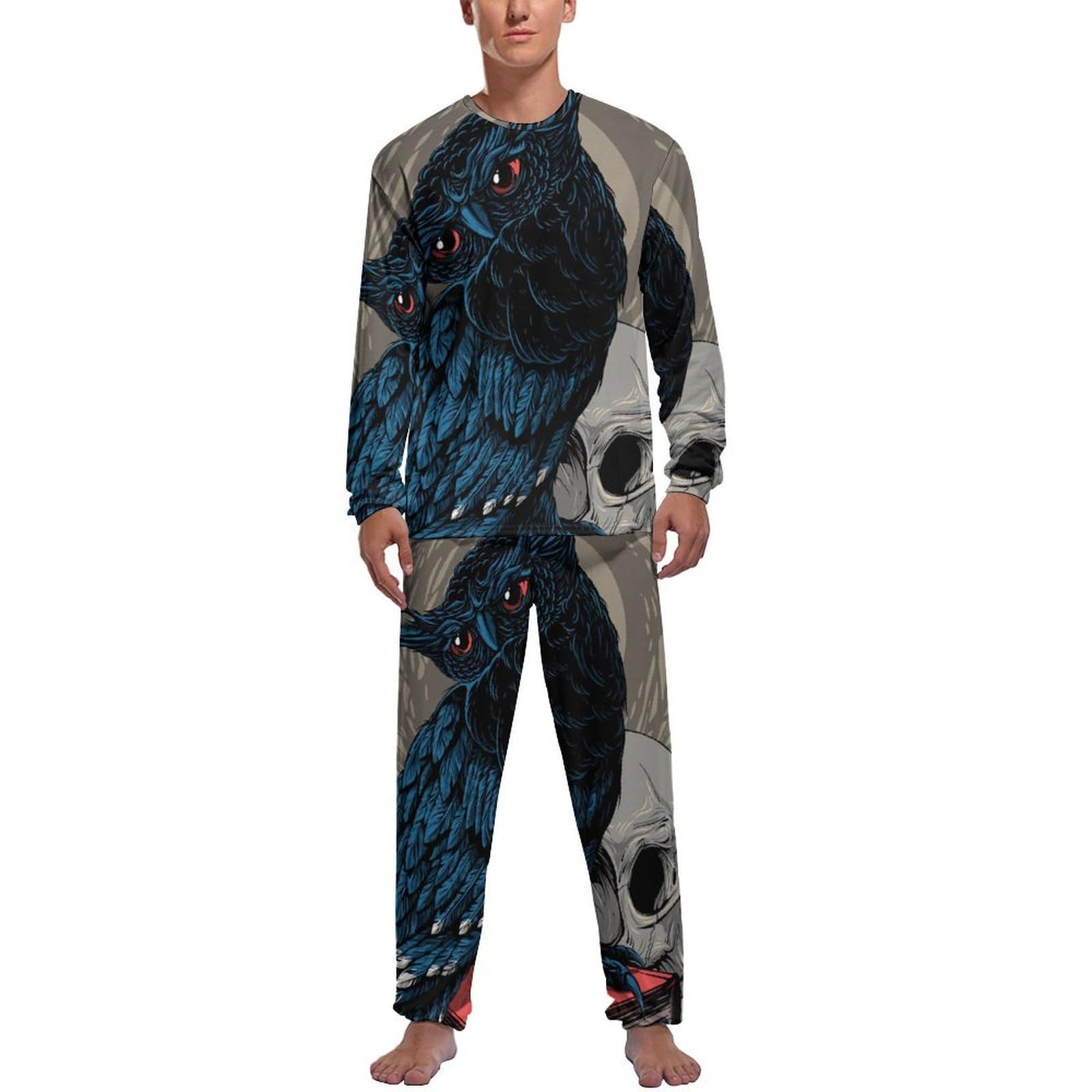 Vêtements de nuit homme ensemble pyjama chouette fini les nuits fraîches