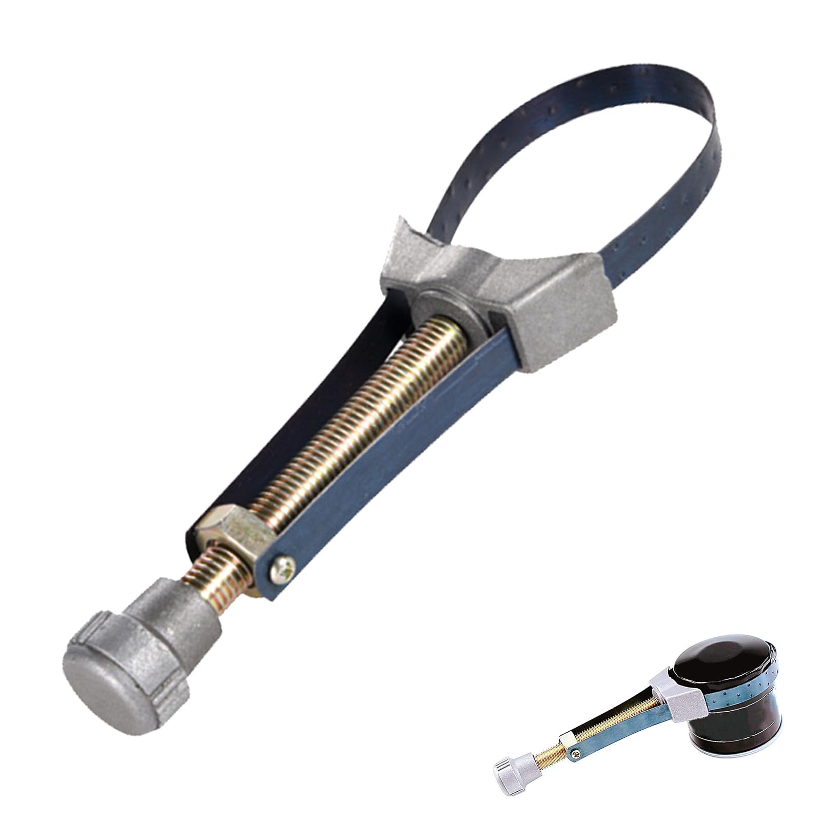 Mikiuly Oil Filter Wrench with Steel Strap, Oil Filter Wrench, Oil Filter Band, Clamping Range Diameter 65-105 mm, with Steel Strap, Adjustable Belt Wrench for Easy and Safe Oil Filter Change