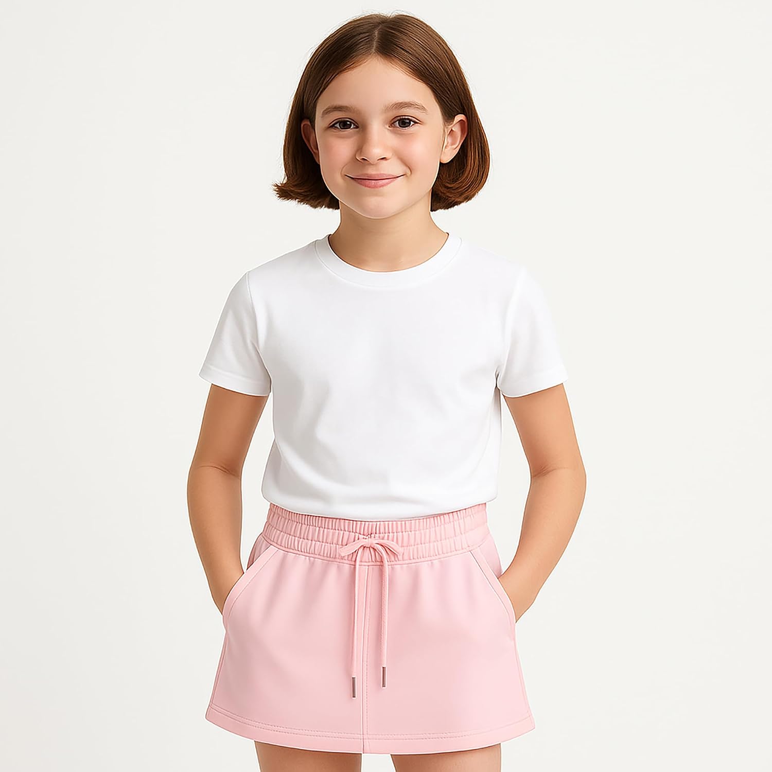 Skirts for Girls Casual Draw String Skorts for Teen Girls with Built-in Shorts Size 10-12 14-16