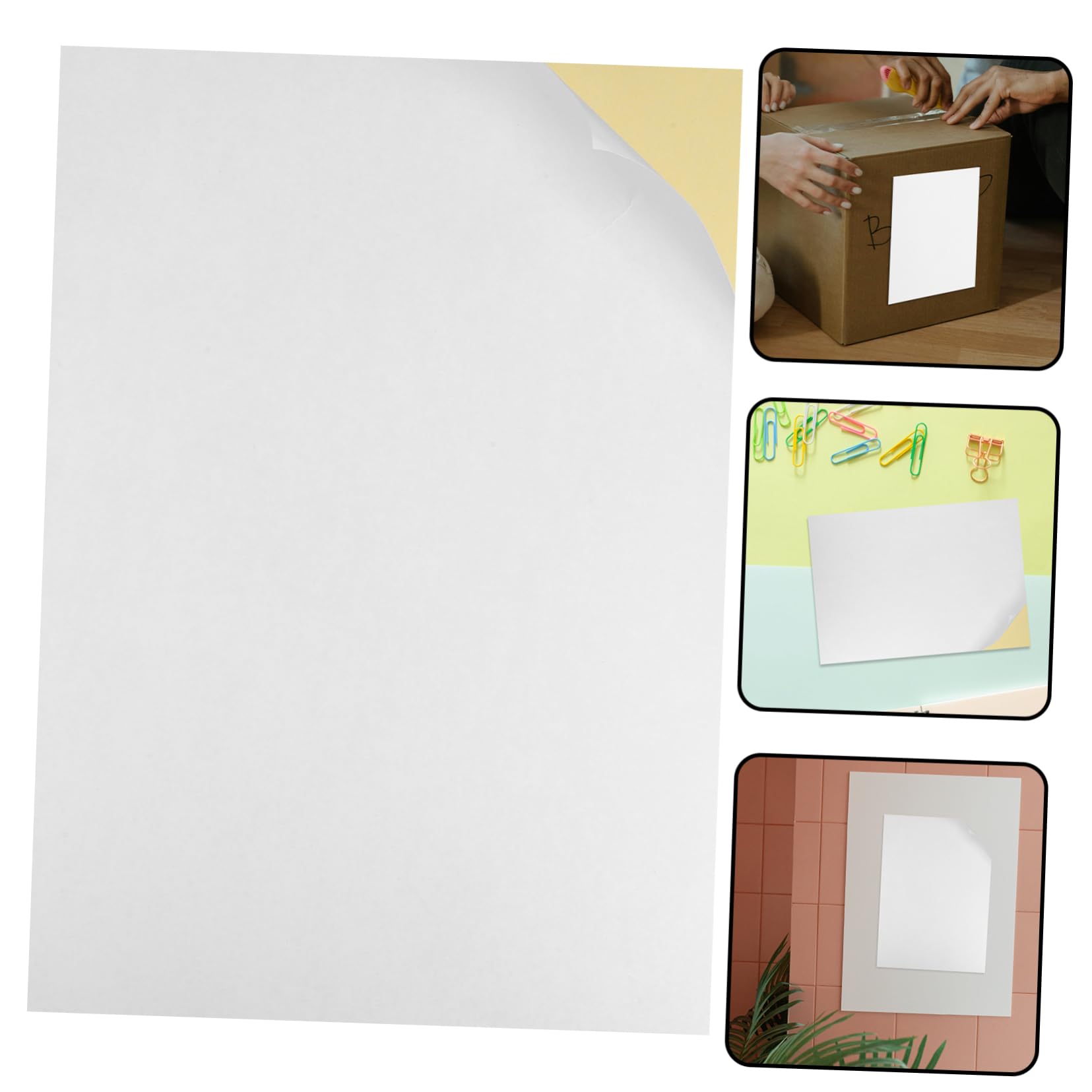 Papier D’étiquettes Autocollantes A4 pour Imprimante, 100 Feuilles Blanches