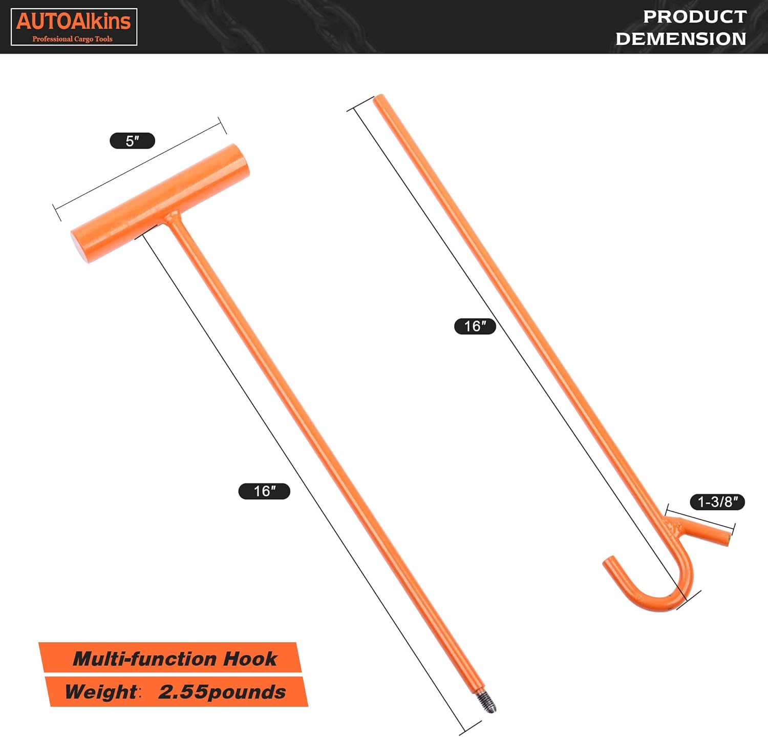 Heavy Duty 5th Wheel Pin Puller, 4 Pack 32" Solid Steel Chrome Plated Fifth Wheel Puller w/Hook