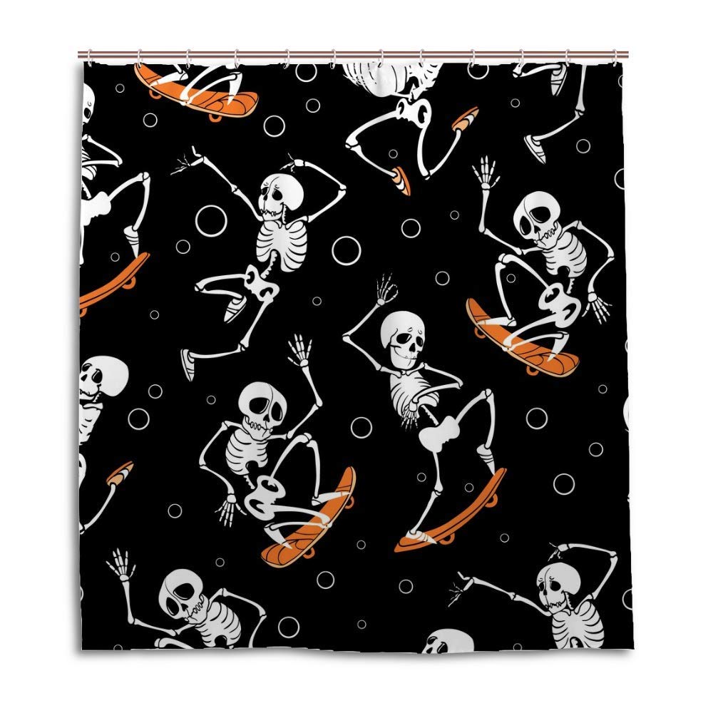 Rideau de douche moderne pour déco salle de bain ado motif skate