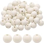 HARFINGTON 50pcs 20mm White Wood Beads 4.5mm Large Hole Round Wooden Loose Spacer Beads for Jewelry Making Necklace Bracelets DIY Crafts Macrame Handmade Decorations