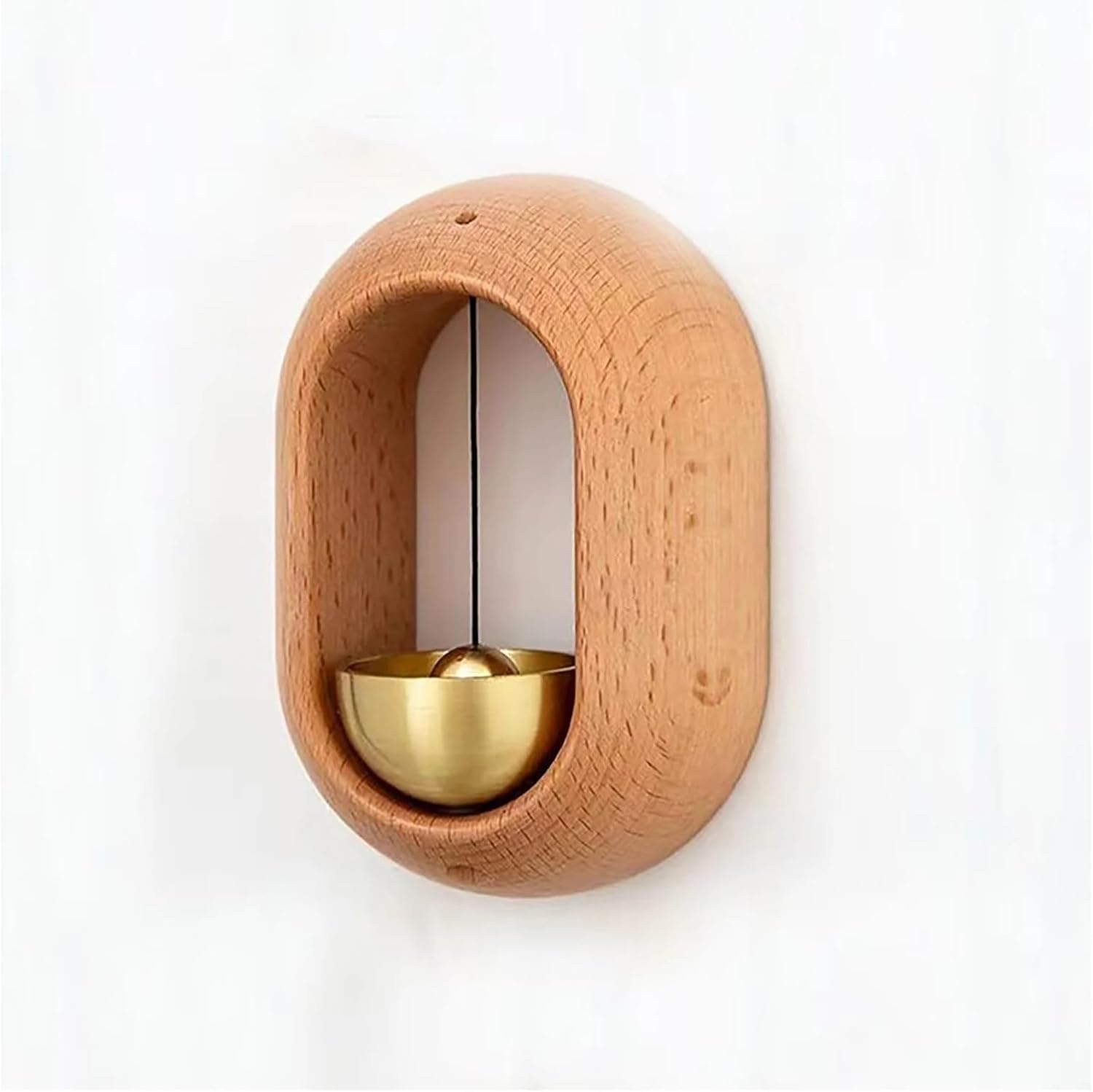 1pc Magnetic Brass Doorbell Reminder Wooden Wind Chimes Self-Adhesive Shopkeepers Bell for Door Home Decorations(Beechwood)