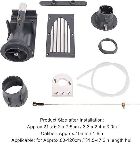 Miniatura 6 de SUNGOOYUE Empujador de chorro de barco RC de 1.575 in, empujador de chorro de plástico de calibre grande (gris)