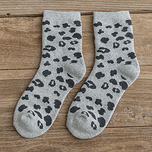 Ixkbiced Lot de 5 paires de chaussettes en coton pour femme Imprimé léopard – vue 2