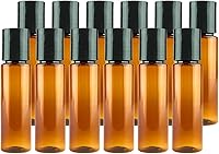 Vista 1 de Botellas de plástico ámbar (paquete de 12) – Botella de plástico ámbar de 1 onza con tapas de rosca; se utiliza como champú reutilizable, loción