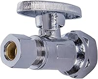 Vista 1 de Midline Valve 82138QS-OM Válvula de parada de suministro de agua con rueda de un cuarto de giro; diseño de una pieza; cierre recto para inodoro