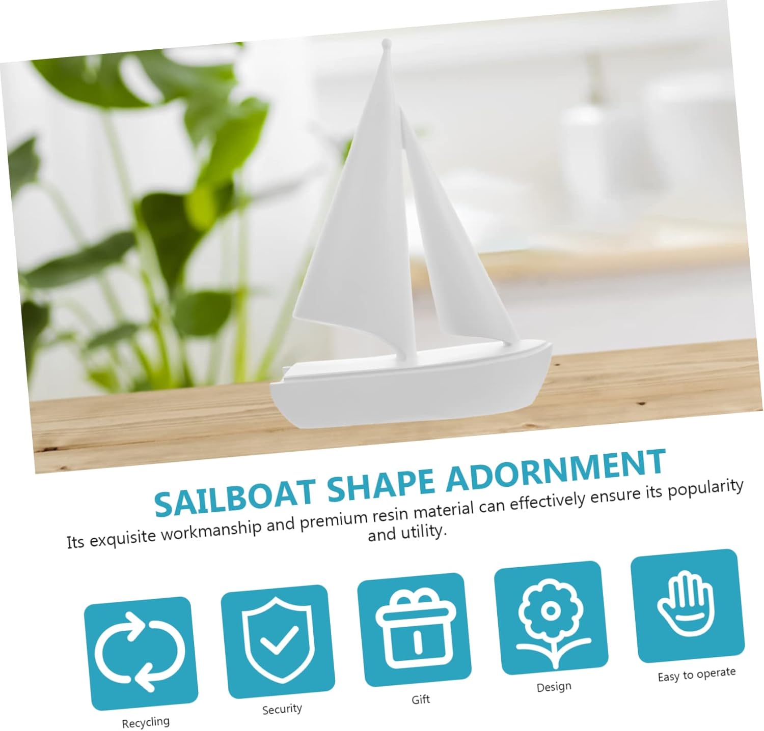 Ciieeo Decorative Resin Sailboat Ornament for Home Nautical Desktop Decor Stylish Coastal Decoration for Living Room Office and Beach House