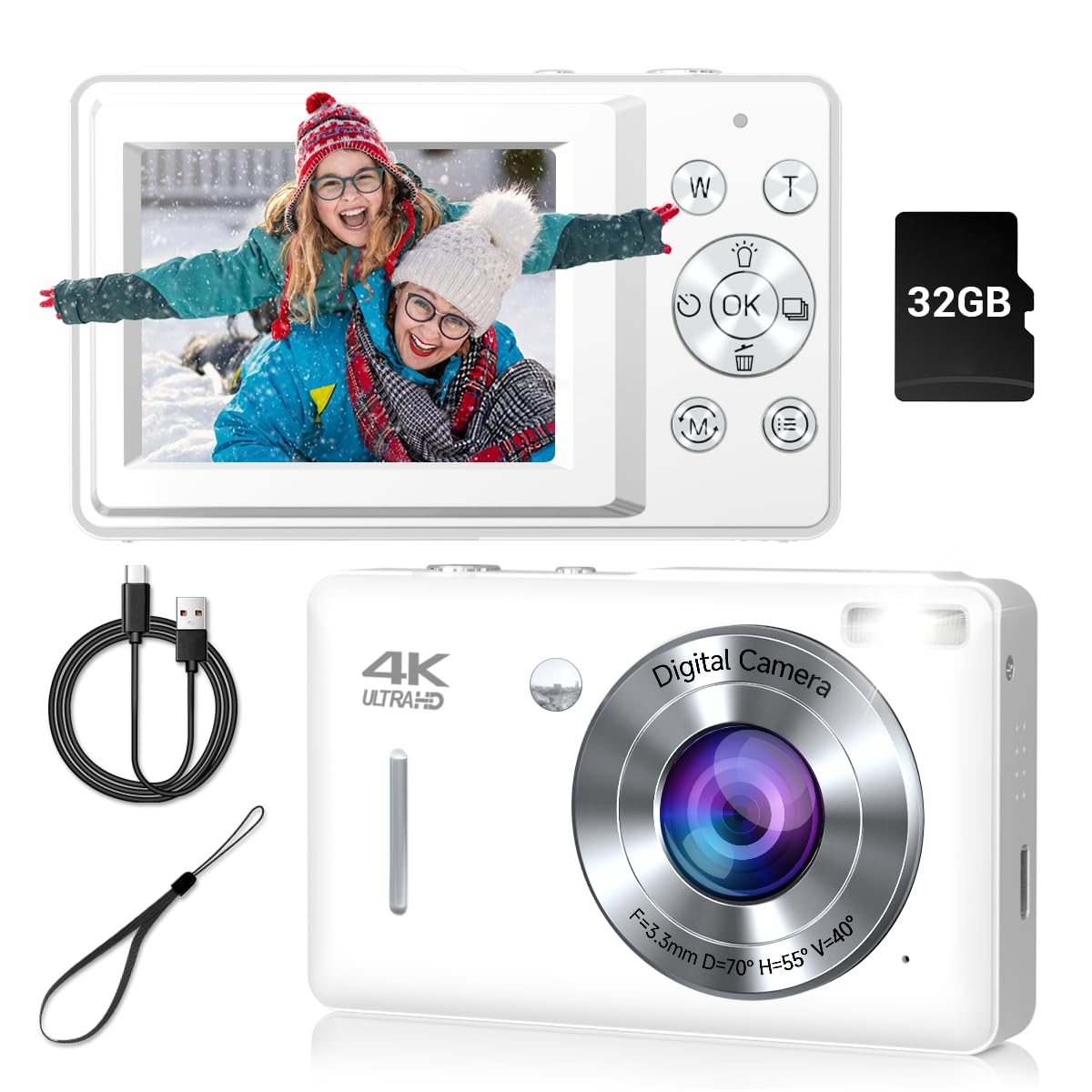 Gtonster Digital Camera, FHD 1080P & 44MP, 16X Zoom, Face Detect, Smile Capture, Anti Shake, Compact Point and Shoot Camera, White-picture-26