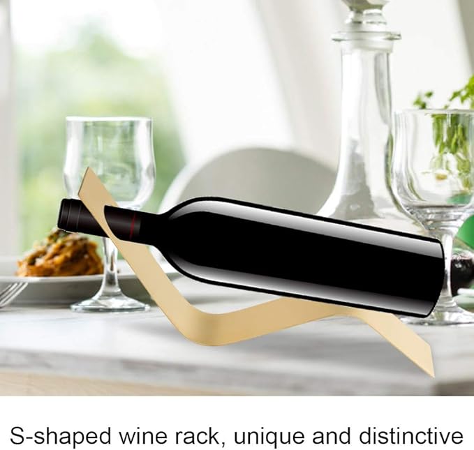 Soporte para Botellas de Vino en Forma de S, Organizador de Copas, Acero Inoxidable Dorado miniatura 7