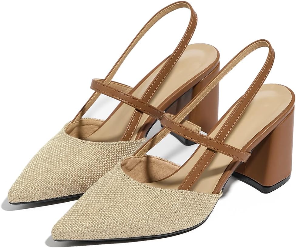 Block Heeled Sandals Pumps Chunky Closed Toe Shoes for Women