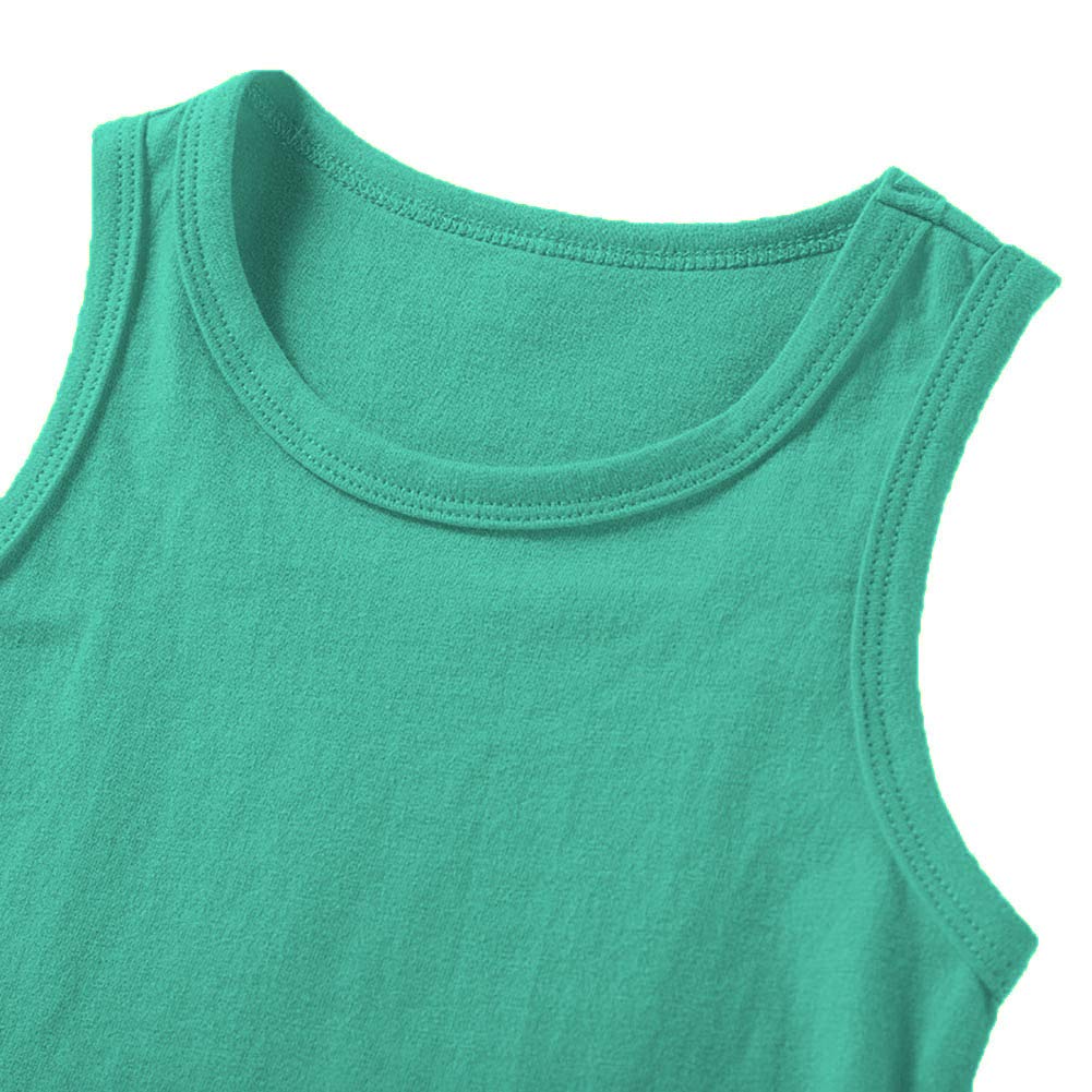 DCUTERQ niño bebé niños niñas sólido Tanque Tops Camisetas Camisetas algodón Verano Chaleco sin Mangas Verde 12-18 Meses