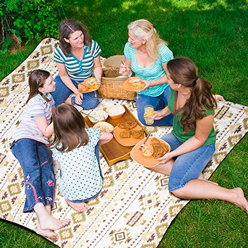 Airensky Extra Large Picnic Blanket(79 \"x 82\"), 3-Layer Thickening Waterproof Camping Blanket, Sandproof Picnic Blanket for Beach, Machine Washable, Wear-Resistant, Soft and Comfortable(Boho Yellow) - Thumbnail 7