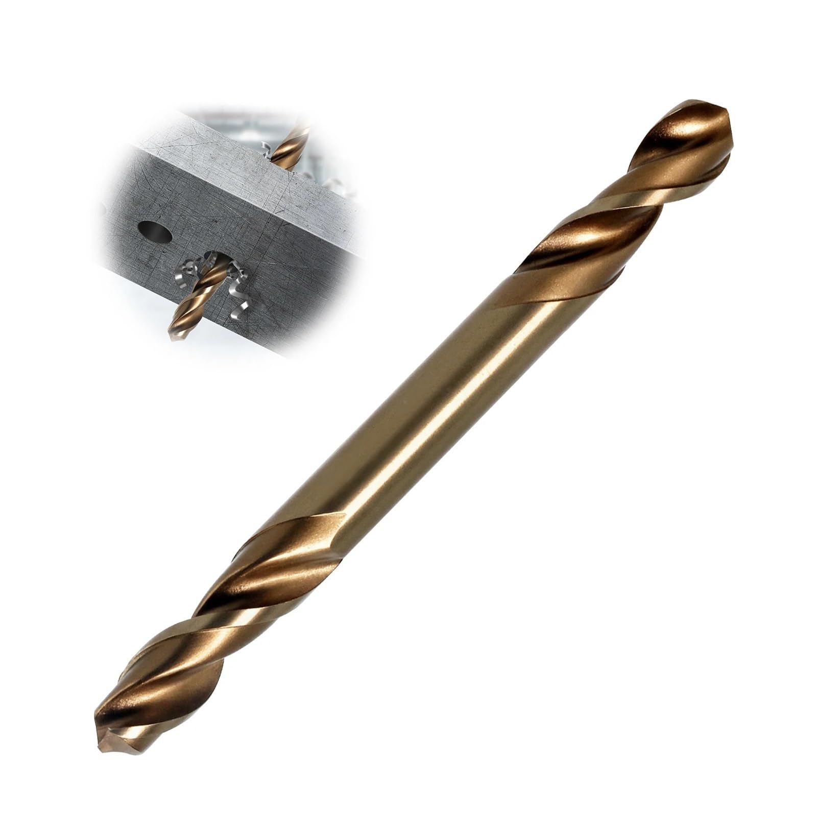 Punta elicoidale a doppia estremità rivestita in co M35 for foratura affilata in ghisa, acciaio inossidabile, metallo, legno Adatto per metalli e acciaio(6mm 10PCS)